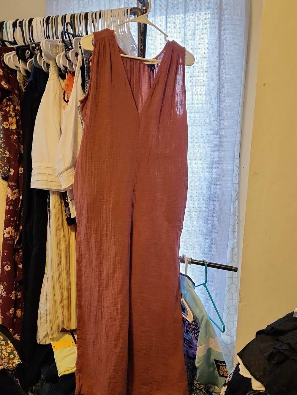 Universal Thread Sleeveless V-Neck Wide-Leg Jumpsuit — Rust